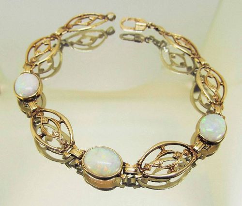Art Deco Opal Bracelet 14Kt Gold