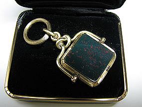 Bloodstone, Carnelian and 14 Kt Gold Fob