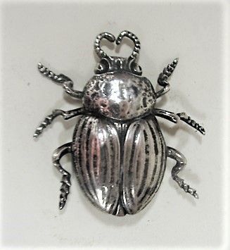 LARGE Cini Sterling Beetle Brooch - Mid Century