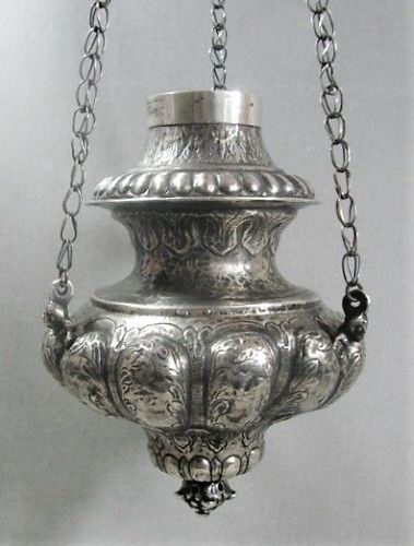 Silver Spanish Colonial Hanging Censer - 15 1/2"