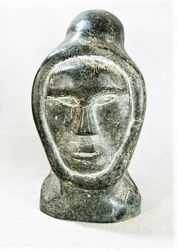 Inuit Soapstone Carving - Janus Faces - Hooded Man and Owl