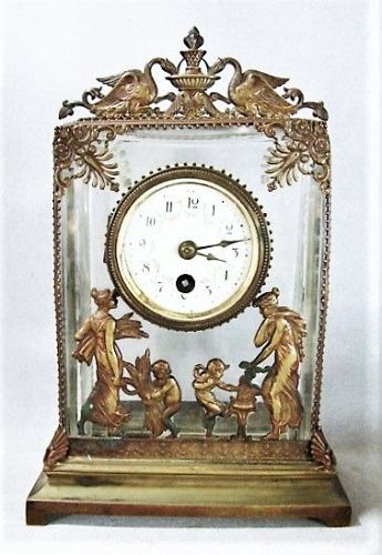Bronze Mounted Heavy Crystal Clock - 19th Century - Continental