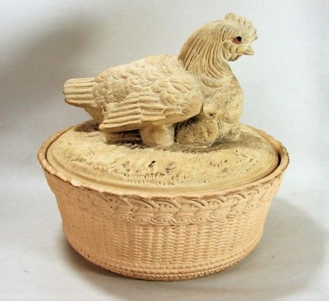 Caneware Hen and Chicks Terrine - ca 1850 - Lidded Game Pie