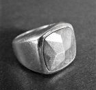 Large David Yurman Sterling Signet Ring with Faceted Meteorite, 1990s