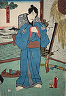 Japanese Edo Woodblock Print Kunisada Samurai Arquebus