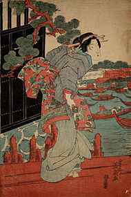 Japanese Edo Woodblock Print Keisai Eisen Beauty Bijin