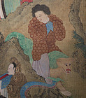 Two Chinese Qing Scroll Paintings on Silk After Ding Yunpeng