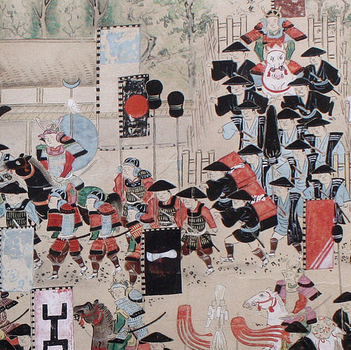 30' Long Japanese Edo Handscroll Daimyo Procession Genre Scene