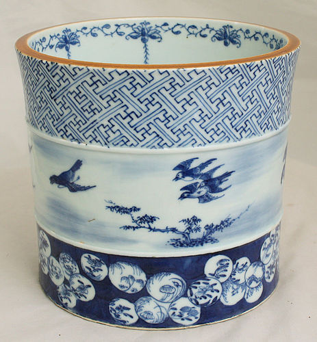 Japanese Edo Meiji Blue White Porcelain Brushpot Bitong Daoguang Mark