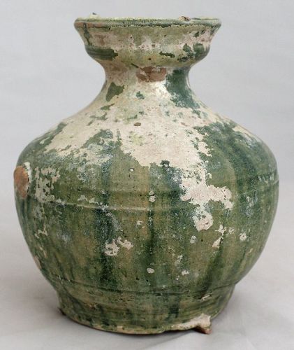 Chinese Han Dynasty Lead Green Glaze Pottery Jar