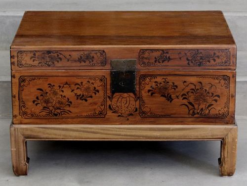 Chinese Ink Painted Taiwan Country Furniture Trunk Custom Stand 1920