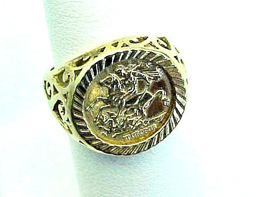 Gold Over Silver St. George and the Dragon Ring