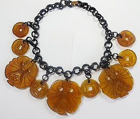 Vintage Celluloid and Early Plastic Chunky Necklace