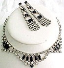 Black and Clear Rhinestone Necklace and Earrings