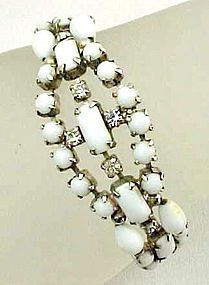 White and Clear Rhinestone Bracelet for Summer