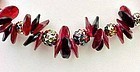 Austrian Lucite Red, Black, and Silver 
Beads