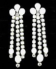 Excellent Weiss Earrings - White with RS and 3" Long!