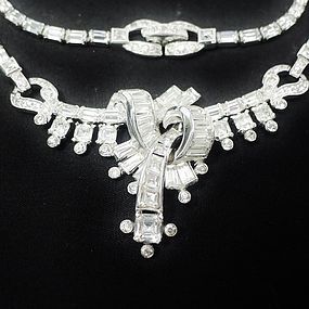 Mazer Bros Clear Rhinestone Necklace and Bracelet Parure