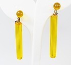 Yellow Lucite Cylindrical Clip Earrings - Different