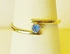 Mid Century Gold Toned Ring with Tiny Sapphire Glass - Childs?