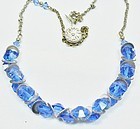 Art Deco Czech Blue Glass Necklace
