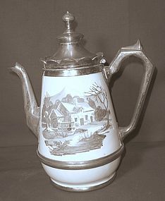 French Enamel and Pewter Tea Pot
