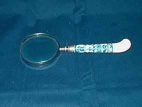 Magnifying Glass; Blue and White Handle