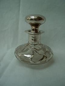 Sterling Silver Overlay Glass Scent Bottle