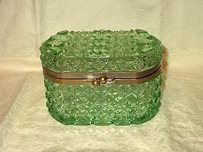 Green Glass Trinket or Jewelry Box