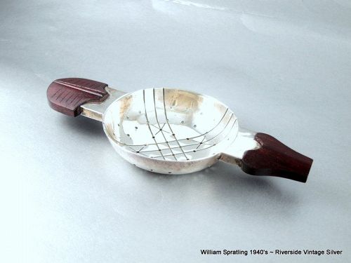 William Spratling Tea Strainer Sterling Silver and Rose wood 1940's