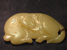An Unique Greenish-White Jade plaque of A Horse