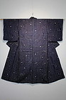 Meiji Indigo cotton Hand-spun Swallow Shibori Kimono