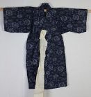 Japanese antique edo omi-jyofu hemp indigo dye child kasuri kimono