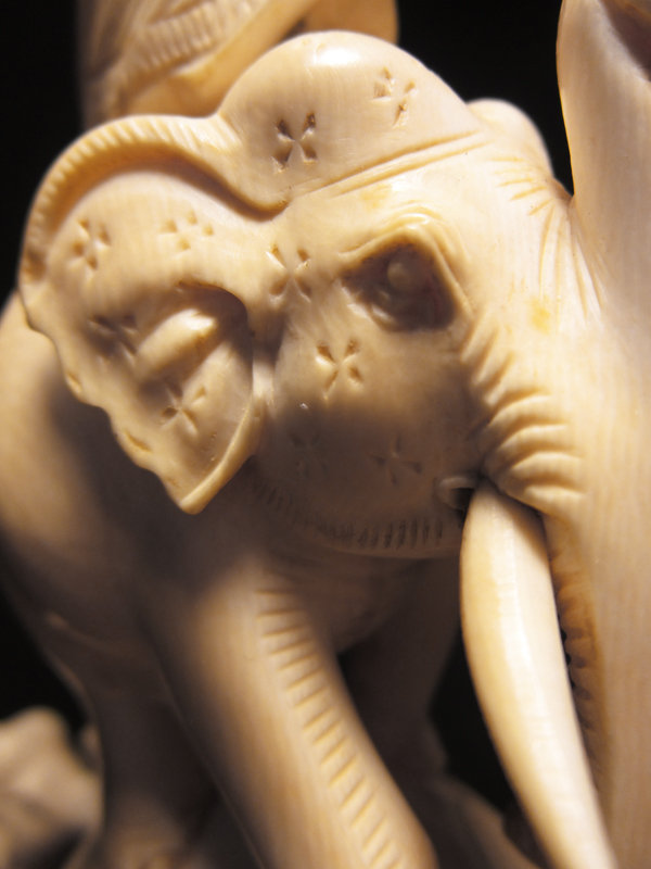 Ivory Sculpture, Deity and Elephant