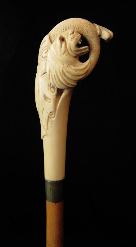Ivory Two Lions Sword Walking Stick