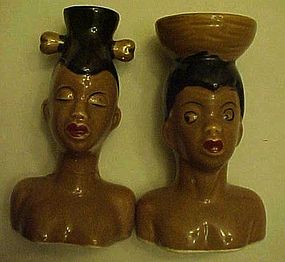 Vintage African natives heads salt and pepper shakers
