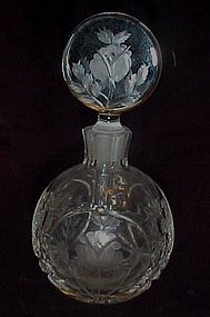 Exquisite brilliant cut crystal floral perfume bottle