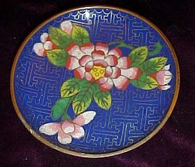 Old Chinese brass and Cloissine  enamel floral plate