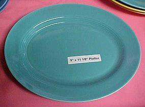 HLC Harlequin  turquoise oval platter 9 x 11 1/2