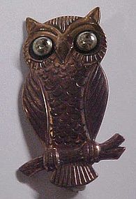 Vintage solid copper owl pin AWESOME