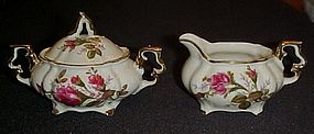 Royal Sealy Moss Rose childs creamer and sugar set