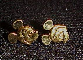 Mickey Mouse sterling gold wash post back earrings