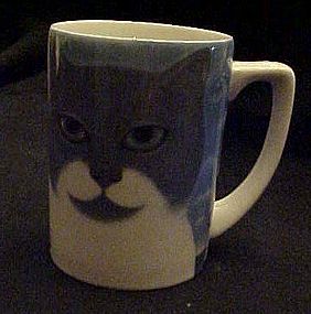 Dept 56 Martin Leman cats Away grey and white kitty mug