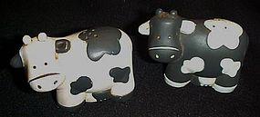 Black and white plastic Holstein cow  s&p shakers