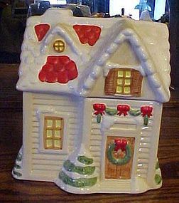 Ceramic Holiday house cookie jar in box  by  WCL
