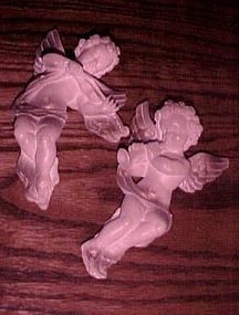 Vintage Chalkware angels white and gold  wall decor