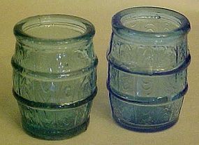 Vintage Barrel shape shot glass, teal or blue Taiwan