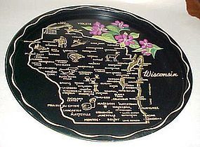 Black metal Wisconsin State souvenir tray