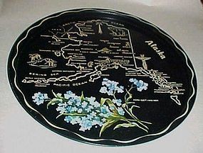 Black metal souvenir Alaska state plate tray