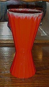 Vintage tall orange drip flower vase